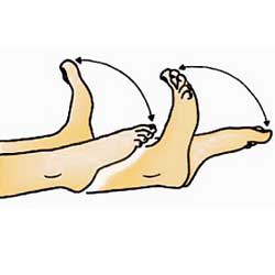 Разнопосочно движение на пръстите на краката от легнало или седнало положение